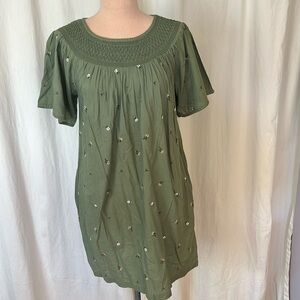 Old Navy Tunic Top Mini Dress Khaki Embroidered. Daisy’s NWT